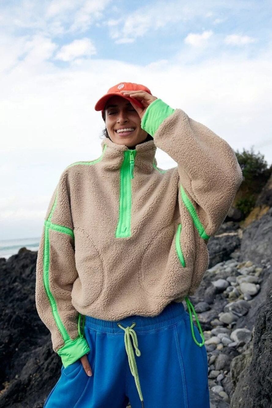 FP Movement Women's Small Clay Mountain High Fleece Half Zip Oversized Cozy